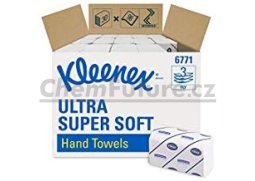 KLEENEX® ULTRA SUPER SOFT Papírové ručníky skládané 3 vrstvé bílé, 30 balení x 96 utěrek